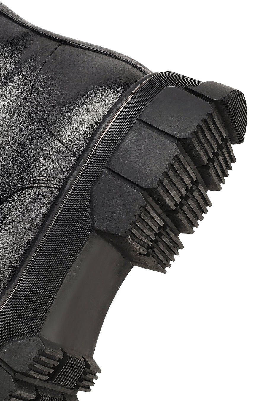 Men's Black Zippered Thick-Soled Leather Boots