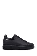 Men's Black Lace-Up Thick Sole Leather Sneakers | Derimod