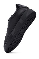 Men's Black Lace-Up Thick Sole Leather Sneakers | Derimod