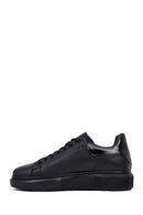 Men's Black Lace-Up Thick Sole Leather Sneakers | Derimod