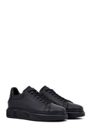Men's Black Lace-Up Thick Sole Leather Sneakers | Derimod