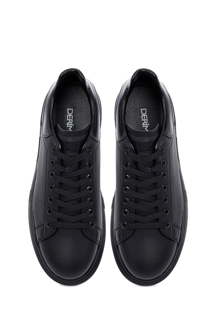 Erkek Siyah Bağcıklı Kalın Tabanlı Deri Sneaker