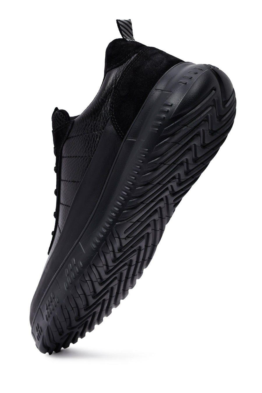 Erkek Siyah Bağcıklı Kalın Tabanlı Deri Sneaker
