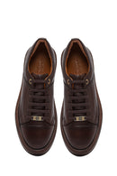 Erkek Kahverengi Bağcıklı Deri Sneaker | Derimod