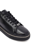 Erkek Siyah Bağcıklı Deri Sneaker | Derimod