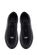Erkek Siyah Bağcıklı Deri Sneaker | Derimod