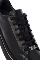 Erkek Siyah Bağcıklı Deri Sneaker | Derimod