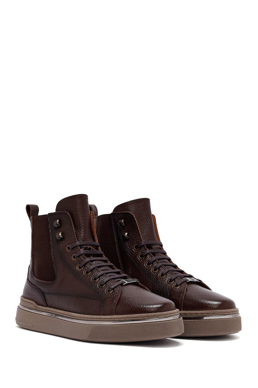 Men's Brown Lace-Up Leather Sports Boots