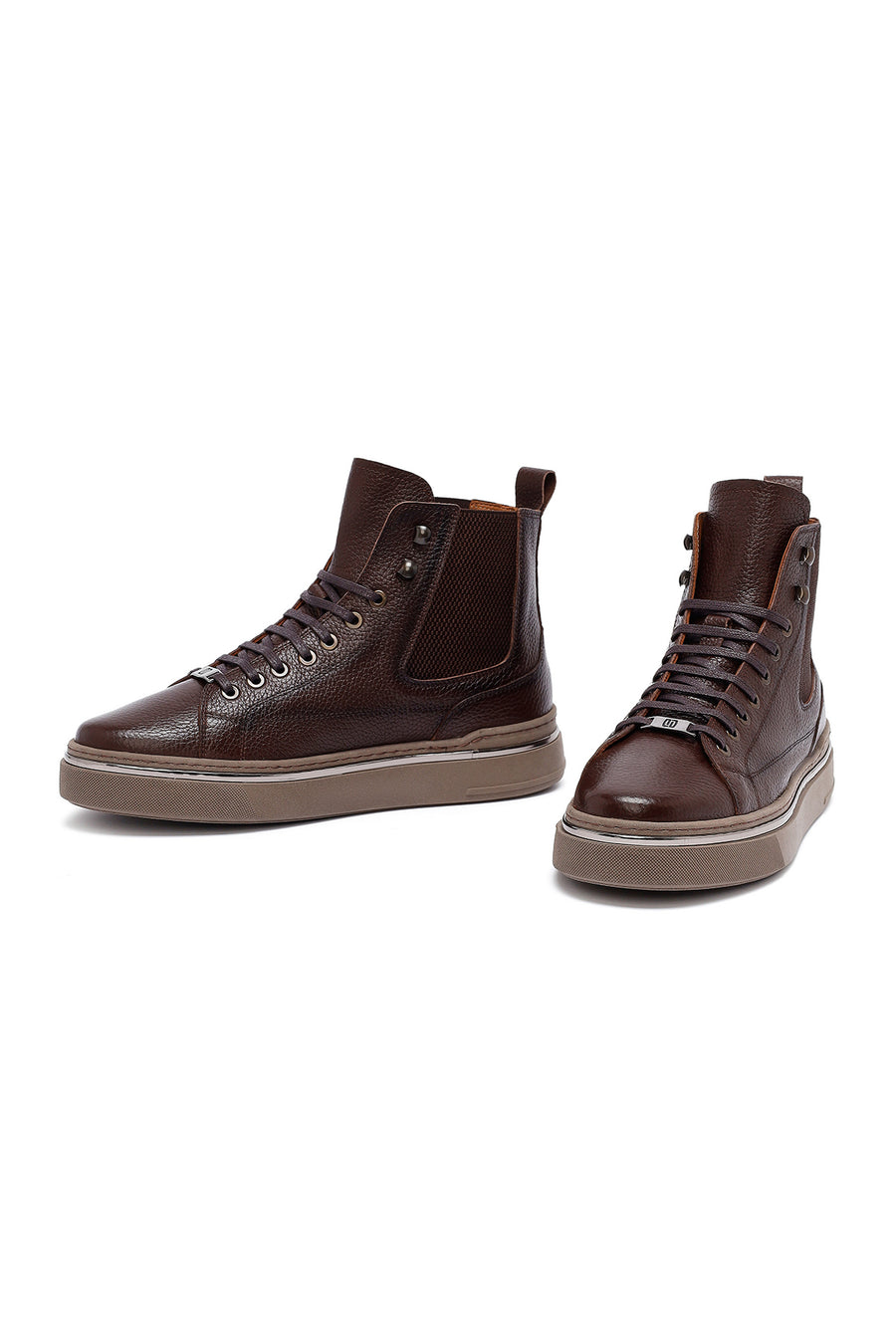 Men's Brown Lace-Up Leather Sports Boots
