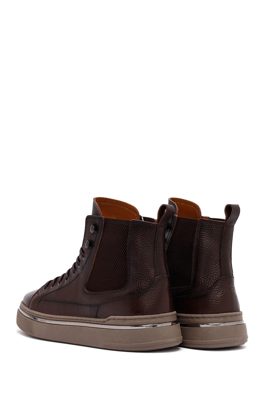 Men's Brown Lace-Up Leather Sports Boots