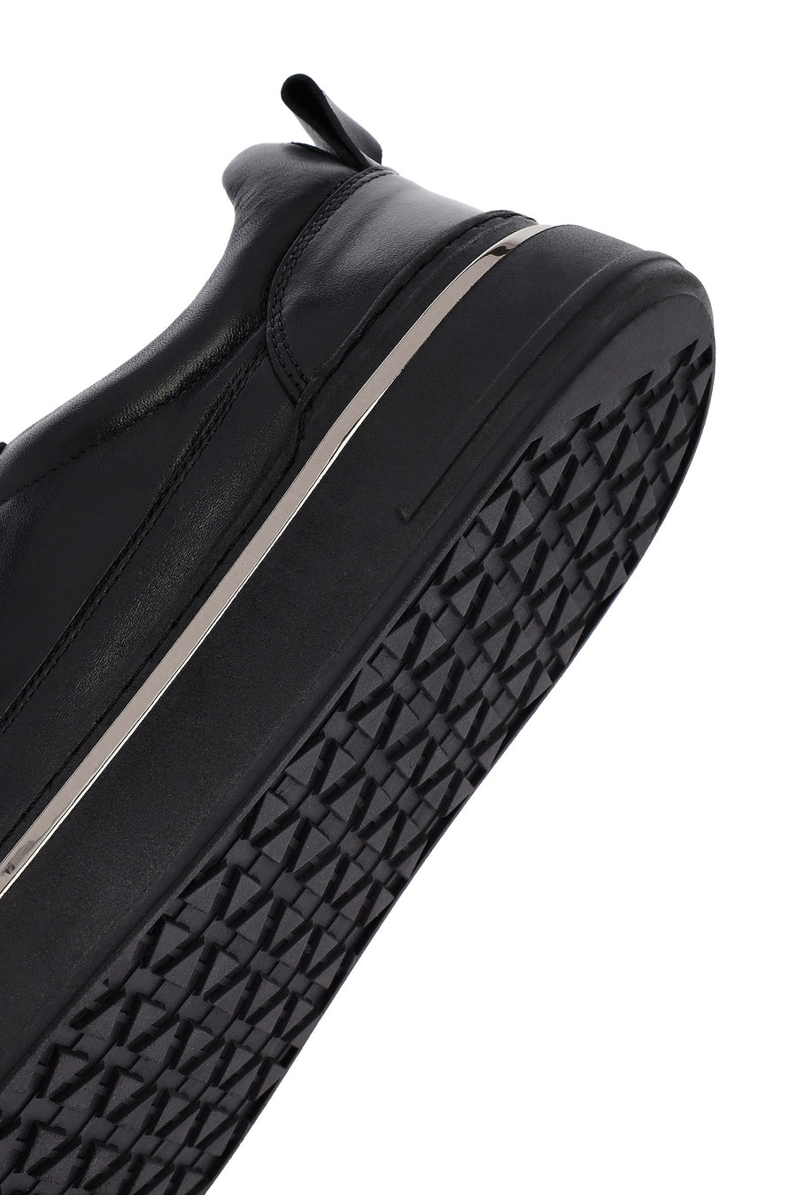 Erkek Siyah Bağcıklı Deri Sneaker