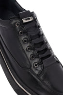 Erkek Siyah Bağcıklı Deri Sneaker | Derimod
