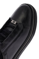 Erkek Siyah Bağcıklı Kalın Tabanlı Deri Sneaker | Derimod