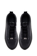 Erkek Siyah Bağcıklı Kalın Tabanlı Deri Sneaker | Derimod