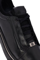 Erkek Siyah Bağcıklı Kalın Tabanlı Deri Sneaker | Derimod