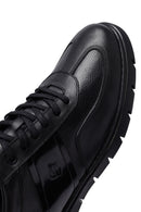 Men's Black Lace-Up Leather Casual Sneakers | Derimod