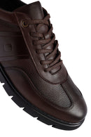 Men's Brown Lace-Up Leather Casual Sneakers | Derimod