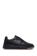 Men's Black Lace-Up Thick Sole Leather Sneakers | Derimod