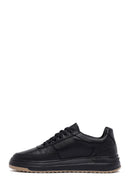 Men's Black Lace-Up Thick Sole Leather Sneakers | Derimod