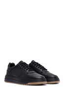 Men's Black Lace-Up Thick Sole Leather Sneakers | Derimod