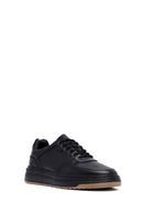 Men's Black Lace-Up Thick Sole Leather Sneakers | Derimod