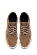 Erkek Bej Bağcıklı Kalın Tabanlı Nubuk Deri Sneaker | Derimod