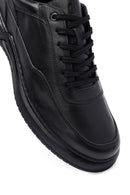 Erkek Siyah Bağcıklı Deri Casual Sneaker | Derimod