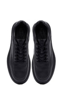 Erkek Siyah Bağcıklı Deri Casual Sneaker | Derimod