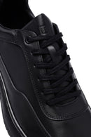 Erkek Siyah Bağcıklı Deri Casual Sneaker | Derimod
