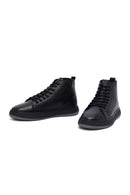 Men's Black Lace-Up Zipper Leather Sports Boots | Derimod