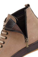 Men's Mink Lace-Up Zippered Nubuck Leather Sports Boots | Derimod