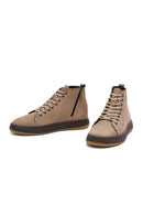 Men's Mink Lace-Up Zippered Nubuck Leather Sports Boots | Derimod