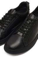 Erkek Siyah Bağcıklı Kalın Tabanlı Deri Sneaker | Derimod