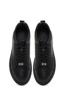 Erkek Siyah Bağcıklı Kalın Tabanlı Deri Sneaker | Derimod