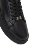 Erkek Siyah Bağcıklı Kalın Tabanlı Deri Sneaker | Derimod