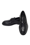 Men's Black Buckled Leather Loafer | Derimod