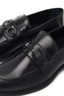 Men's Black Buckled Leather Loafer | Derimod