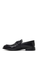 Men's Black Buckled Leather Loafer | Derimod