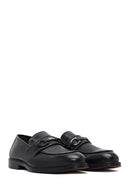 Men's Black Buckled Leather Loafer | Derimod