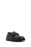 Men's Black Buckled Leather Loafer | Derimod