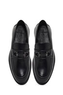 Men's Black Buckled Leather Loafer | Derimod