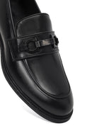 Men's Black Buckled Leather Loafer | Derimod