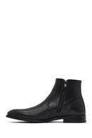 Erkek Siyah Toka Detaylı Fermuarlı Deri Klasik Bot | Derimod