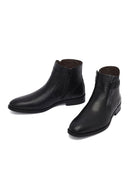 Erkek Siyah Toka Detaylı Fermuarlı Deri Klasik Bot | Derimod