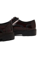 Men's Burgundy Thick Sole Leather Casual Shoes | Derimod