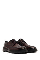 Men's Burgundy Thick Sole Leather Casual Shoes | Derimod