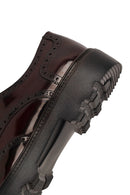 Men's Burgundy Thick Sole Leather Casual Shoes | Derimod
