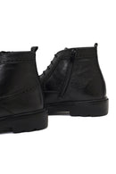 Men's Black Zippered Leather Casual Boot | Derimod