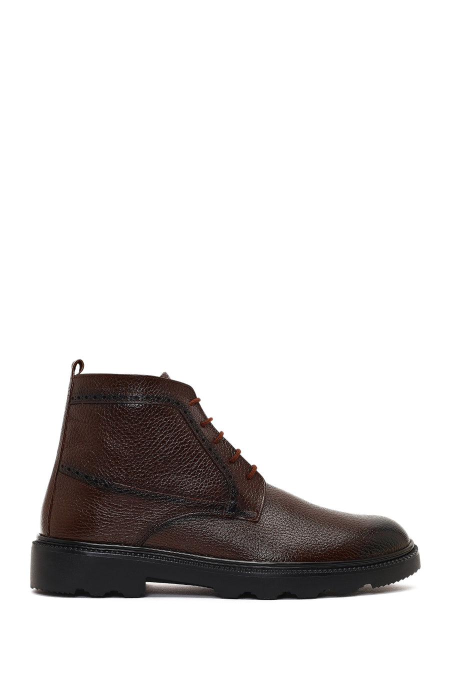 Men's Brown Zippered Leather Casual Boot 25WFD6717FT | Derimod