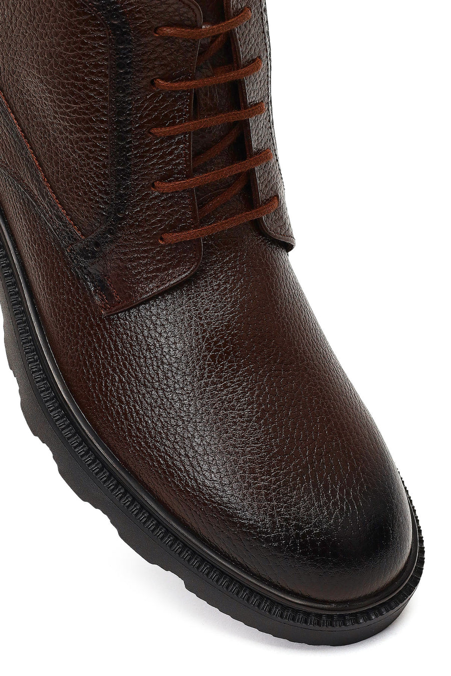 Men's Brown Zippered Leather Casual Boot
